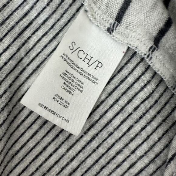 Cabi 3806 Pivot Tee Womens Small Gray Black Striped Boxy Stretch Oversized - Picture 8 of 16
